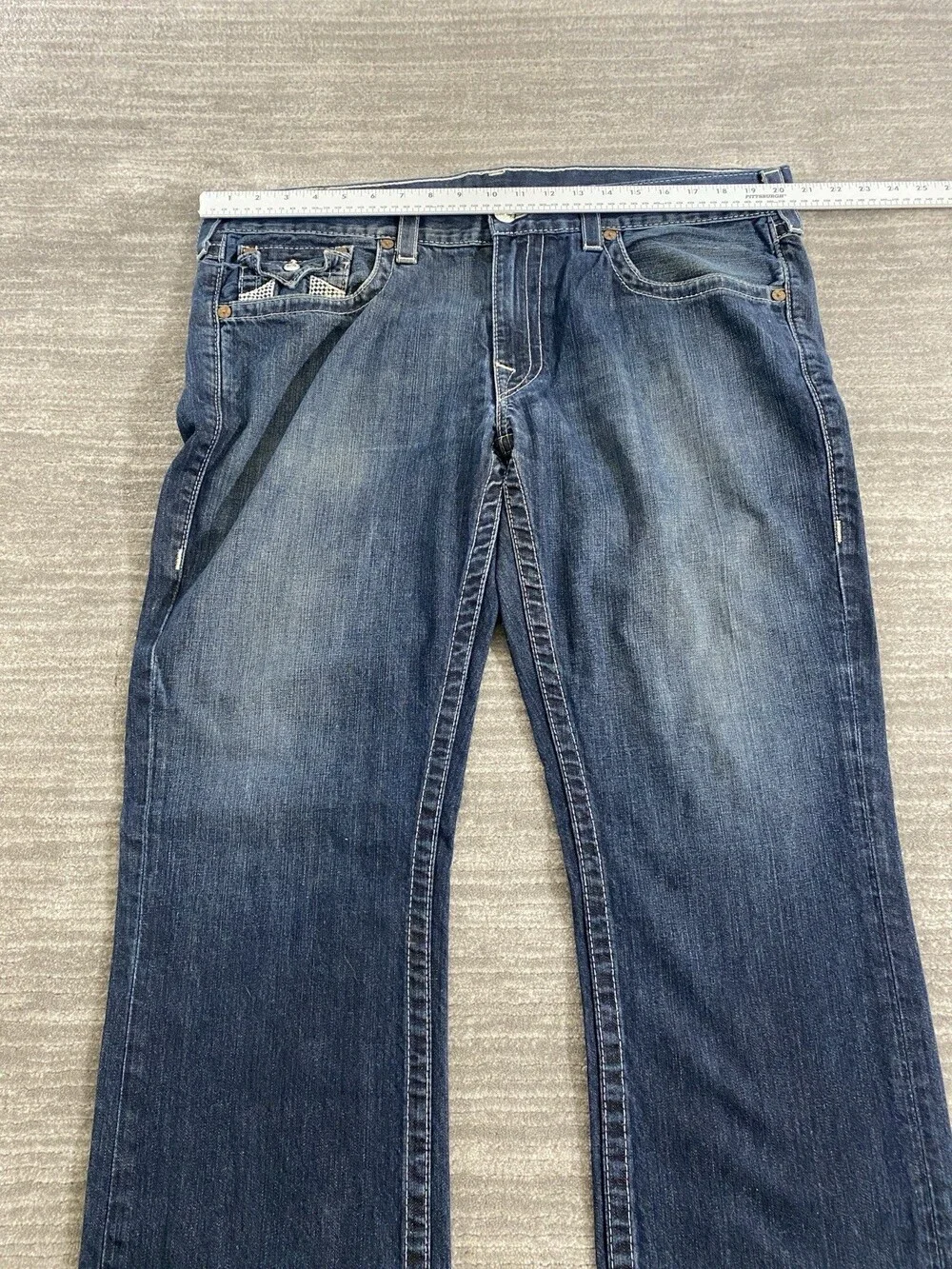 Vintage Y2K Mens True Religion Straight Jeans Blue Tag 38 Fit 40 x 33